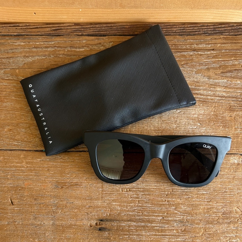 Quay Australia After Hours Matte Black Square Cat Eye Sunglasses